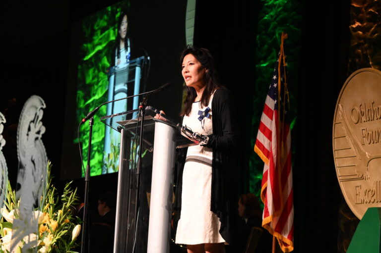 Sheryl WuDunn gives the keynote address at the banquet. WuDunn is a Pulitzer Prize-winning journalist as well as an author and business executive.