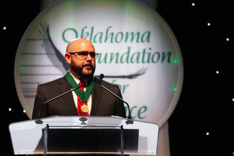 Scott Allen, principal of Monroe Elementary School in Enid, received the 2022 Medal for Excellence in Administration.